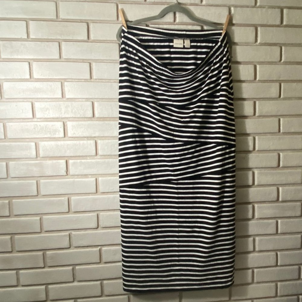 Chico's Black/White Stripe Maxi Skirt